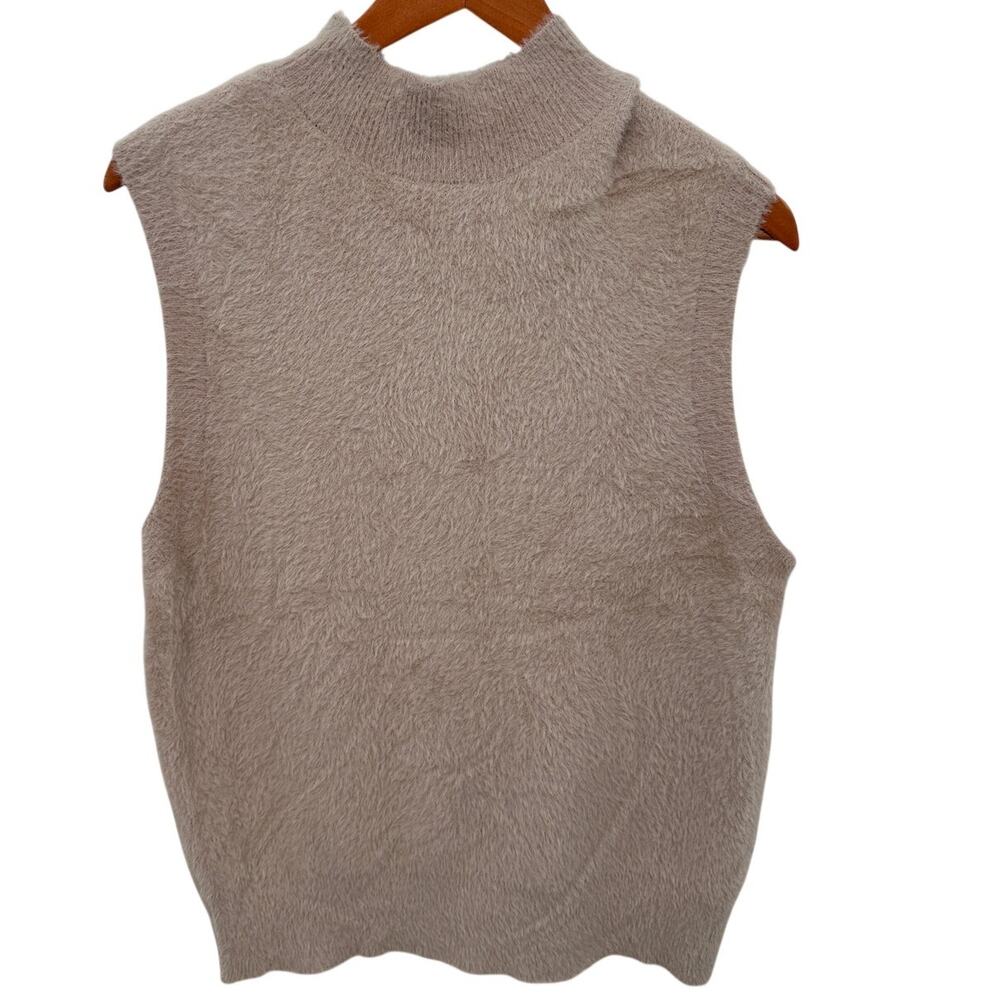 BAILEY44 Mockneck Sleeveless Tan Sweater Vest // L